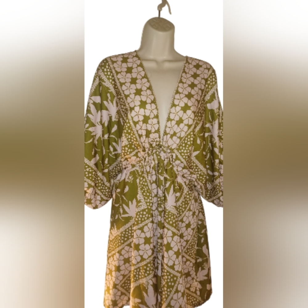 Cupshe Olive Green & Blush Pink Floral Mini Boho Style Dress Plus Size 18 NWOT - Picture 10 of 10